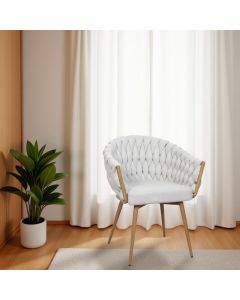 Cadeira de Aproximação Eloá Estrutura Aço Carbono Laminado Natural com Estofado Linho Cru