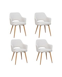 Kit 4 Cadeiras de Jantar Dakota Estrutura Aço Carbono Laminado Natural com Estofado Linho Cru