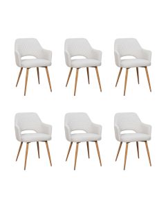Kit 6 Cadeiras de Jantar Dakota Estrutura Aço Carbono Laminado Natural com Estofado Linho Cru