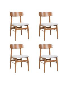 Kit 4 Cadeiras de Jantar Delta Estrutura Aço Carbono Laminado Natural com Estofado Linho Cru