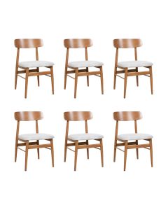 Kit 6 Cadeiras de Jantar Delta Estrutura Aço Carbono Laminado Natural com Estofado Linho Cru