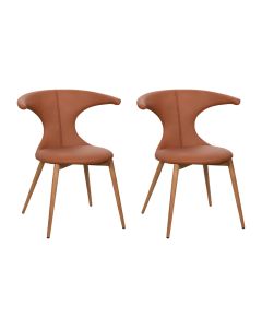 Kit 2 Cadeiras Jantar Lela Estrutura Aço Carbono Laminado Natural com Estofado Poliuretano Caramelo