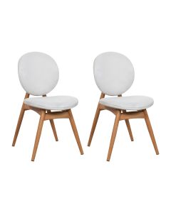 Kit 2 Cadeiras de Jantar Lotus Estrutura Aço Carbono Laminado Natural com Estofado Linho Cru