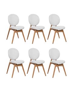 Kit 6 Cadeiras de Jantar Lotus Estrutura Aço Carbono Laminado Natural com Estofado Linho Cru