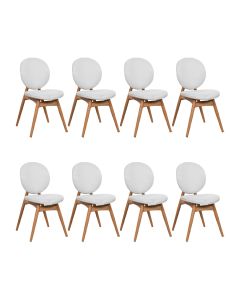 Kit 8 Cadeiras de Jantar Lotus Estrutura Aço Carbono Laminado Natural com Estofado Linho Cru