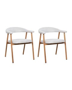 Kit 2 Cadeiras de Jantar Luana Estrutura Aço Carbono Laminado Natural com Estofado Linho Cru