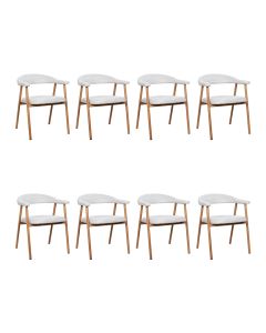 Kit 8 Cadeiras de Jantar Luana Estrutura Aço Carbono Laminado Natural com Estofado Linho Cru