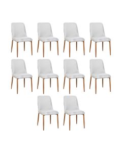 Kit 10 Cadeiras de Jantar Montana Estrutura Aço Carbono Laminado Natural com Estofado Linho Cru