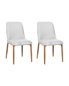 Kit 2 Cadeiras de Jantar Montana Estrutura Aço Carbono Laminado Natural com Estofado Linho Cru