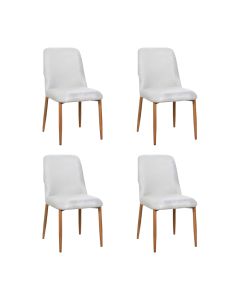 Kit 4 Cadeiras de Jantar Montana Estrutura Aço Carbono Laminado Natural com Estofado Linho Cru