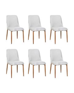 Kit 6 Cadeiras de Jantar Montana Estrutura Aço Carbono Laminado Natural com Estofado Linho Cru