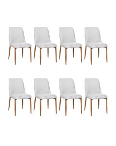 Kit 8 Cadeiras de Jantar Montana Estrutura Aço Carbono Laminado Natural com Estofado Linho Cru