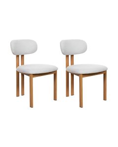 Kit 2 Cadeiras de Jantar Tulipa Estrutura Aço Carbono Laminado Natural com Estofado Linho Cru