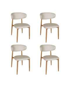 Kit 4 Cadeiras de Jantar Lucy Estrutura Aço Carbono Laminado Natural com Estofado Linho Cru
