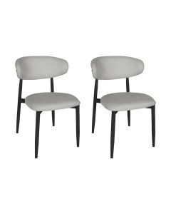 Kit 2 Cadeiras de Jantar Lucy Estrutura Aço Carbono Laminado Preto com Estofado Linho Cinza