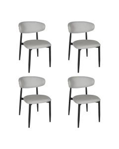 Kit 4 Cadeiras de Jantar Lucy Estrutura Aço Carbono Laminado Preto com Estofado Linho Cinza