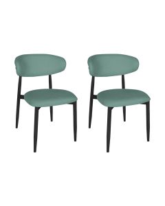 Kit 2 Cadeiras de Jantar Lucy Estrutura Aço Carbono Laminado Preto com Estofado Linho Verde
