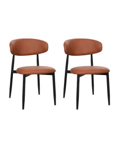 Kit 2 Cadeiras de Jantar Lucy Estrutura Aço Carbono Laminado Preto com Estofado Poliuretano Caramelo