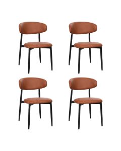 Kit 4 Cadeiras de Jantar Lucy Estrutura Aço Carbono Laminado Preto com Estofado Poliuretano Caramelo